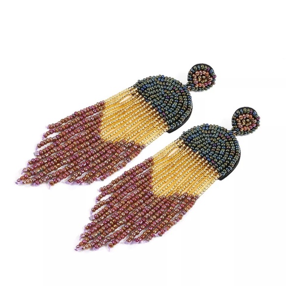 “ Italia” Elongated Seedbead Earrings - Picture 2 of 5